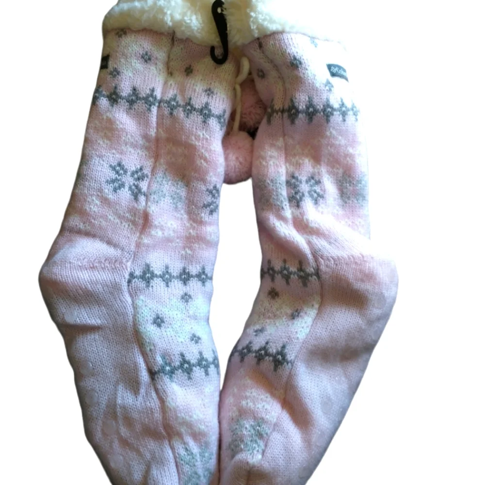 Columbia Slipper Socks Puff Ball Decor